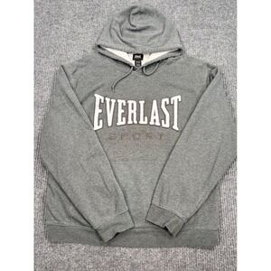 Everlast Sport Mens Pullover Hoodie Gray Graphic Logo Sweatshirt Size L